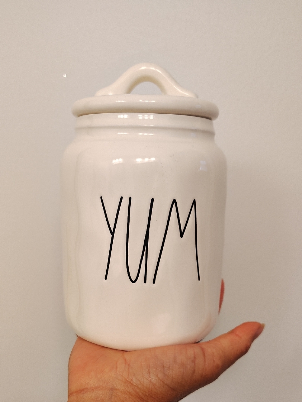 White 'YUM' Ceramic Canister with Lid
